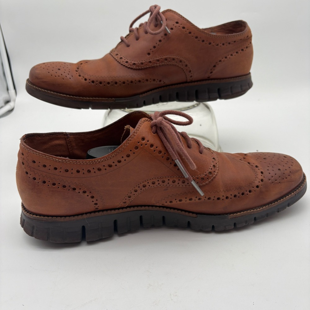 Cole Haan Zerogrand Wingtip Oxford Mens 13M British Tan Leather Shoes C29411 - Picture 2 of 11